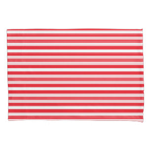 Candy Cane Red and White Simple Horizontal Striped Pillowcase