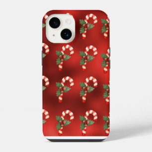 Candy Cane Red Metallic Holiday Cute iPhone 14 Case
