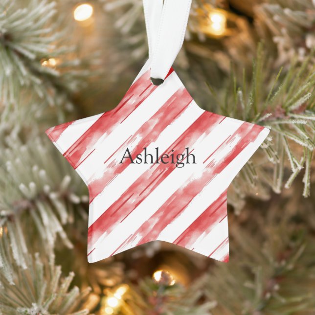 Candy Cane Red Stripes Christmas Ornament (Tree)
