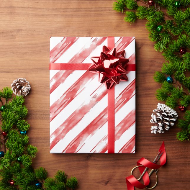 Candy Cane Red Stripes Christmas Wrapping Paper (Holiday Gift)