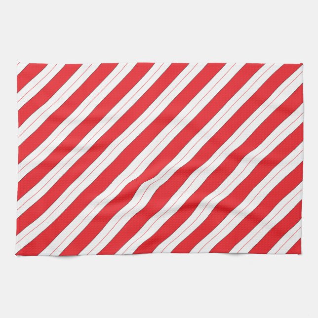 Candy Cane Red Stripes Kitchen Towel (Horizontal)