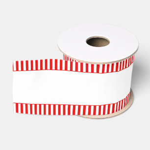 Candy Cane Red White Striped Edge Grosgrain Ribbon