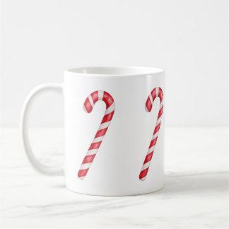 Candy cane red white stripes on pink watercolor coffee mug