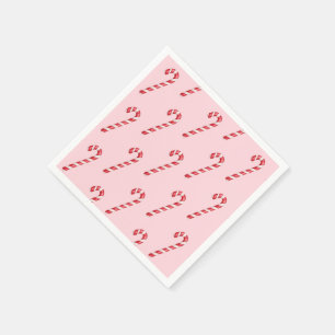 Candy cane red white stripes on pink watercolor napkin