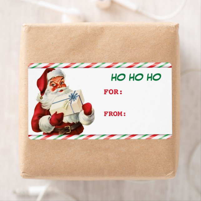 Candy Cane Santa Claus Gift Tag Label (Insitu)