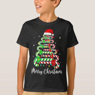 Candy Cane Santa Hat Funny Xmas Tree Merry Christm T-Shirt