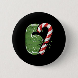 Candy Cane Soccer Field 67 Cracked Funny Christmas 2 Inch Round Button