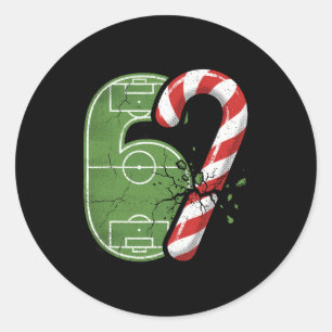 Candy Cane Soccer Field 67 Cracked Funny Christmas Classic Round Sticker