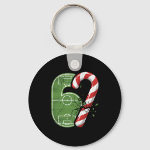 Candy Cane Soccer Field 67 Cracked Funny Christmas Keychain