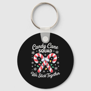 Candy Cane Squad Cute Christmas Matching Design Keychain