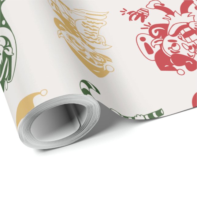 Candy Cane Stockings Christmas Tree Wrapping Paper (Roll Corner)