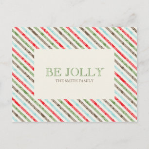 Candy Cane Stripe And Damask  Holiday Postcards