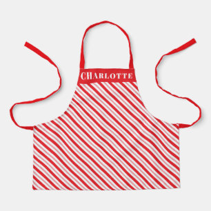 Candy Cane Stripe Christmas Name Apron