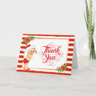 Candy Cane Stripe Christmas Thank You Card