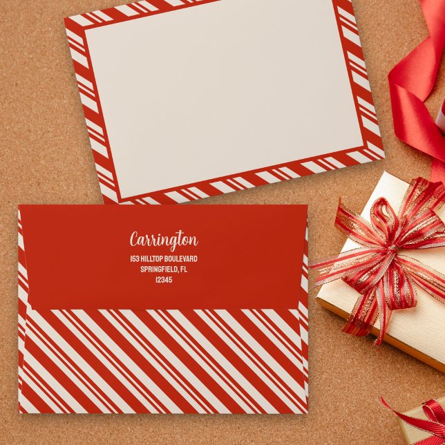 Candy Cane Stripe Custom Return Address Envelope (Creator Uploaded)