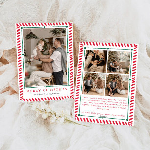 Candy Cane Stripe Family Photo Christmas Holiday Card