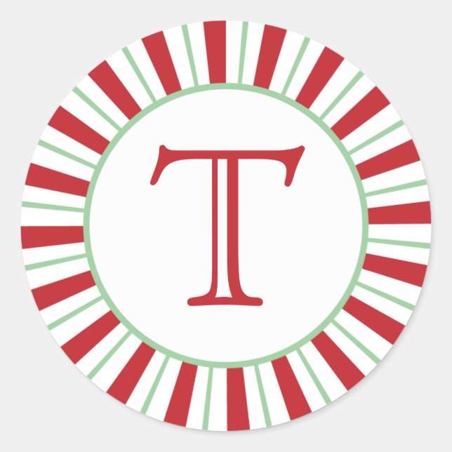 Candy Cane Stripe | Holiday Monogram Sticker (Front)