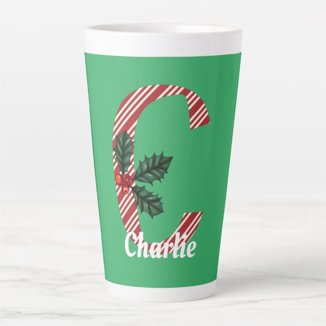 Candy Cane Stripe Letter C Large Christmas  Latte Mug (Front)