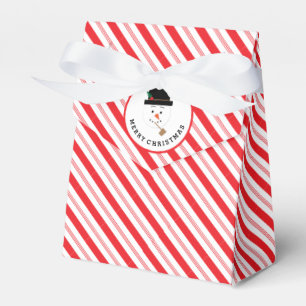 Candy Cane Stripe with Snowman Christmas Gift Box