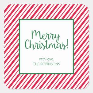 Candy Cane Striped Square Sticker