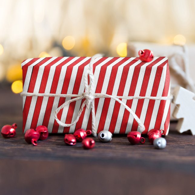 Candy Cane Stripes Holiday Christmas Whimsical Tissue Paper (Simple red and white striped tissue paper)