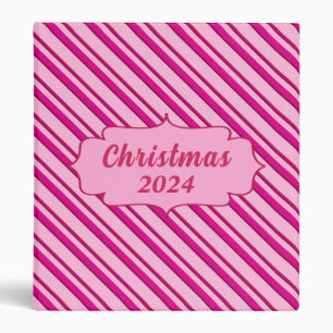 Candy Cane Stripes in Peppermint Pink Binder