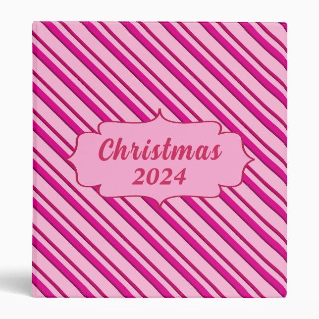 Candy Cane Stripes in Peppermint Pink Binder (Front)