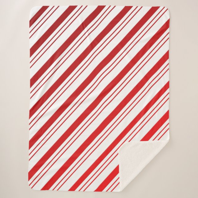 Candy Cane Stripes Large Sherpa Blanket (Front)
