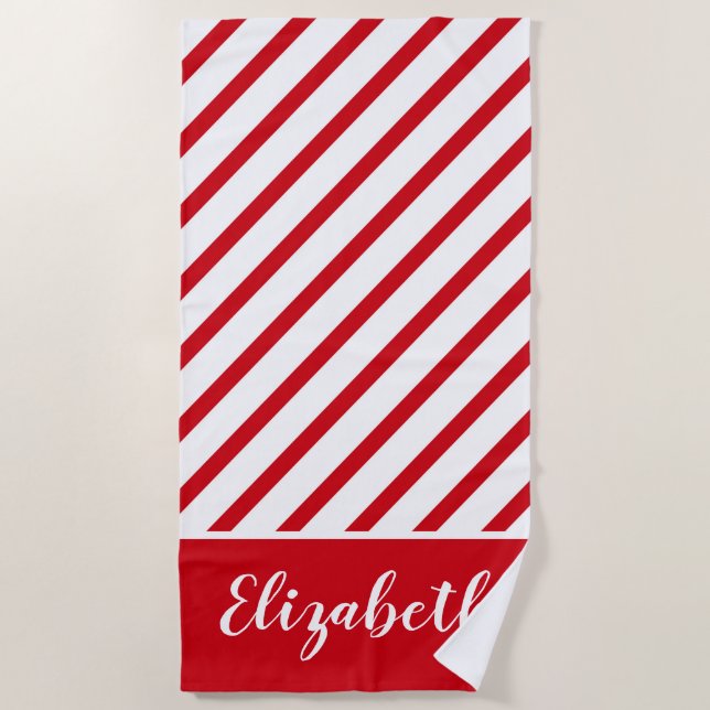 Candy Cane Stripes on the Beach Towel (Front)