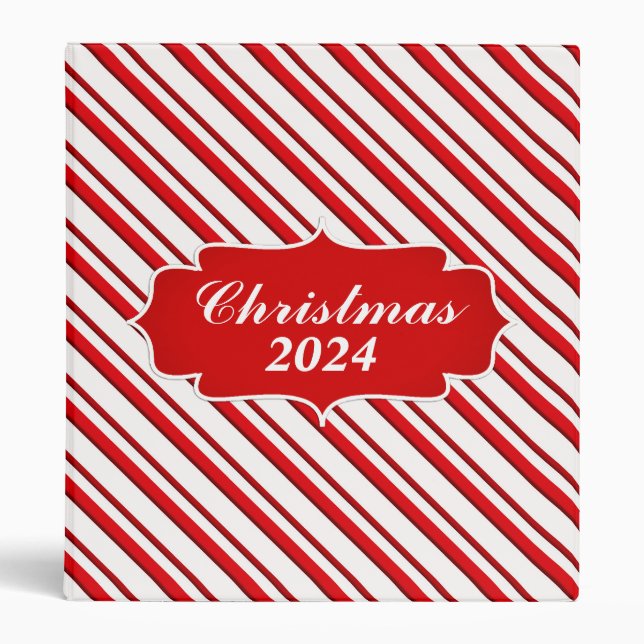 Candy Cane Stripes, Peppermint Red and White Binder (Front)