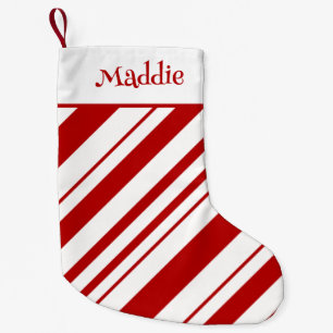 Candy Cane Stripes Personalized Name Small Christmas Stocking