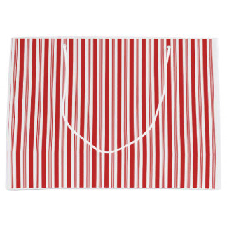 Candy Cane Stripes Red and White Large Gift Bag