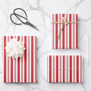 Candy Cane Stripes Red and White Wrapping Paper Sheet