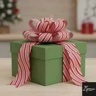 Candy Cane Stripes Red Bow Festive Christmas Grosgrain Ribbon