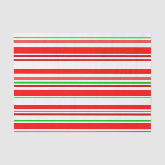 Candy Cane Stripes Red Green Festive Stripes Tissue Paper (Front)