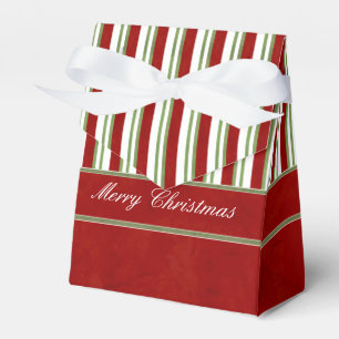 Candy Cane Stripes Rich Red and Bow Favor Box
