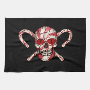 Candy Cane Sugar  Skull Christmas Hand Towel