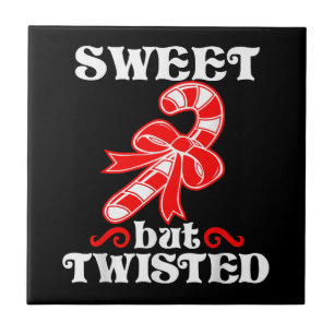 Candy Cane Sweet But Twisted Funny Christmas Tile