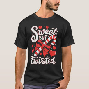 Candy Cane Sweet But Twisted Funny Christmas Xmas T-Shirt