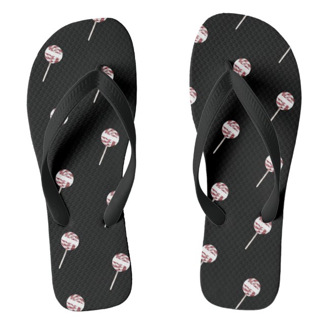 Candy Cane Swirl Christmas Lollipop Pattern  Flip Flops (Footbed)