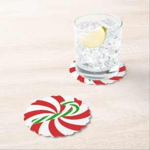 Candy cane swirl paper coaster