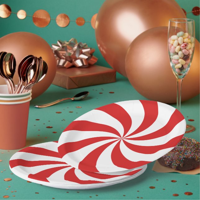 Candy cane swirl paper plate (Multi)