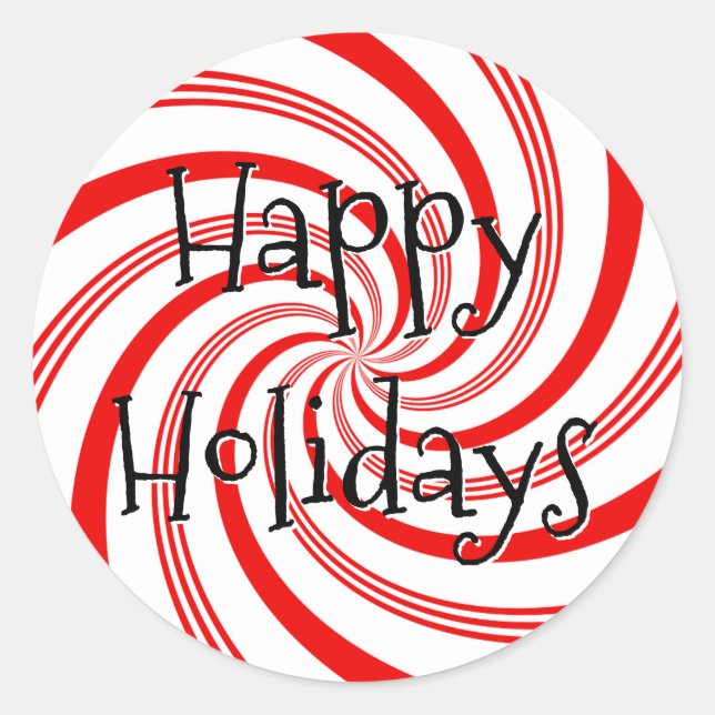 Candy Cane Twirl Classic Round Sticker (Front)
