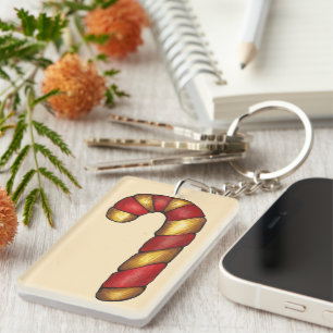 Candy Cane Twist Christmas Cookie Holiday Baking Keychain