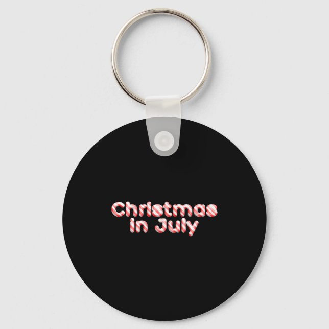 Candy Cane Tygraphy Christmas In July T Shirt  Keychain (Front)
