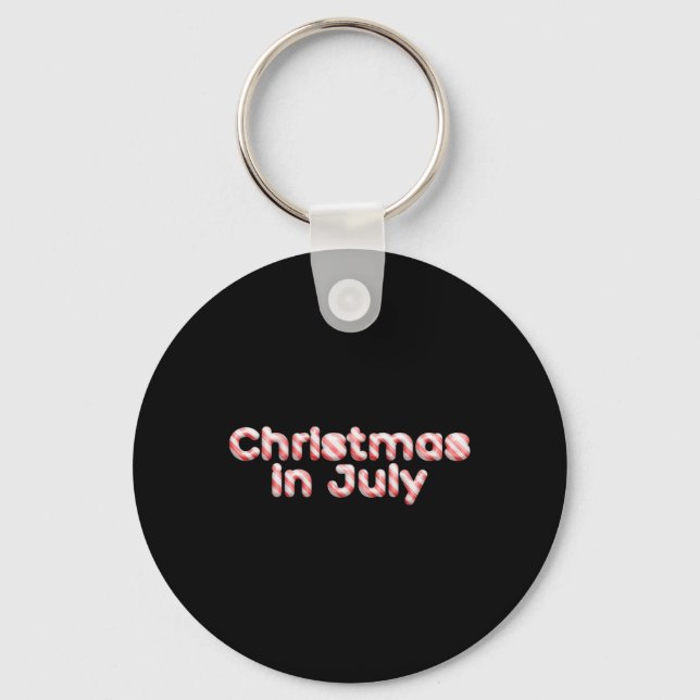 Candy Cane Tygraphy Christmas In July T Shirt  Keychain (Front)