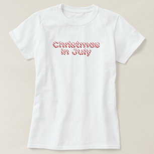 Candy Cane Typography Christmas in July T-Shirt