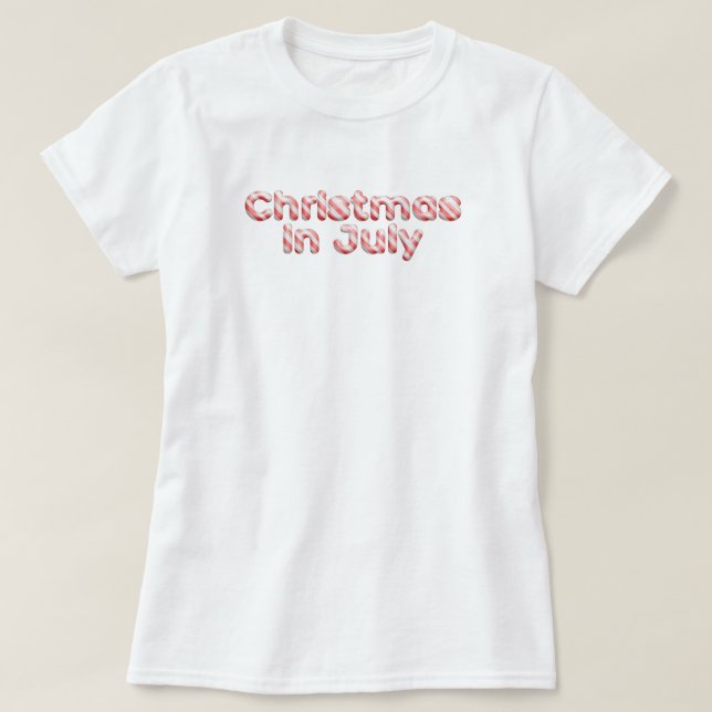 Candy Cane Typography Christmas in July T-Shirt (Design Front)
