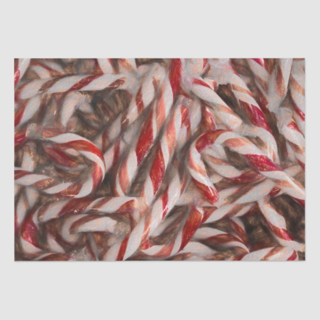 Candy Cane Vintage Antique Red Christmas Tissue Paper (Front)