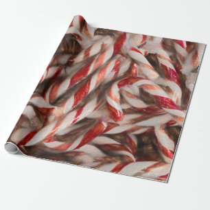 Candy Cane Vintage Antique Red Christmas Wrapping Paper